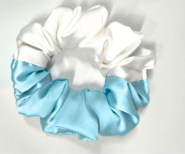 Błękitno-biała scrunchies MAXI