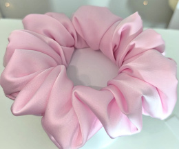 Delikatnie różowa MAXI scrunchies 10% jedwab