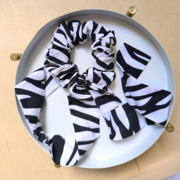 Mini scrunchies ze wstążką Zebra