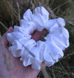 Scrunchies 100% jedwab z koralikami