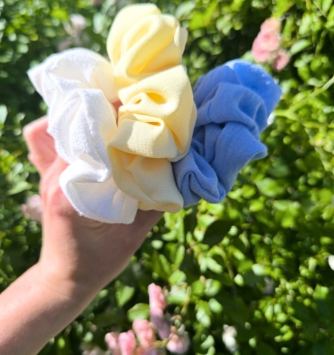 Scrunchies z lnu vintage Niebo Scrunchies z lnu vintage Niebo