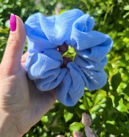 Scrunchies z lnu vintage Niebo