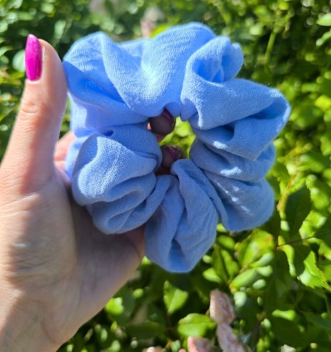 Scrunchies z lnu vintage Niebo Scrunchies z lnu vintage Niebo