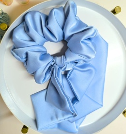 Scrunchies ze wstążką 10% jedwab baby blue
