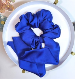 Scrunchies ze wstążką 10% jedwab chabrowy kolor