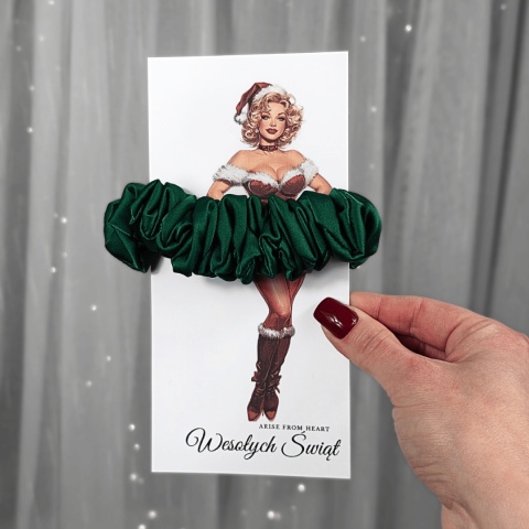 Wesołych Świąt od Mikołajki mini scrunchies zieleń