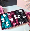 Zestaw: trzy scrunchies z wszytymi kokardkami